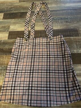 Cute Hollister Plaid Skirt W/suspenders Size S 25”X16”